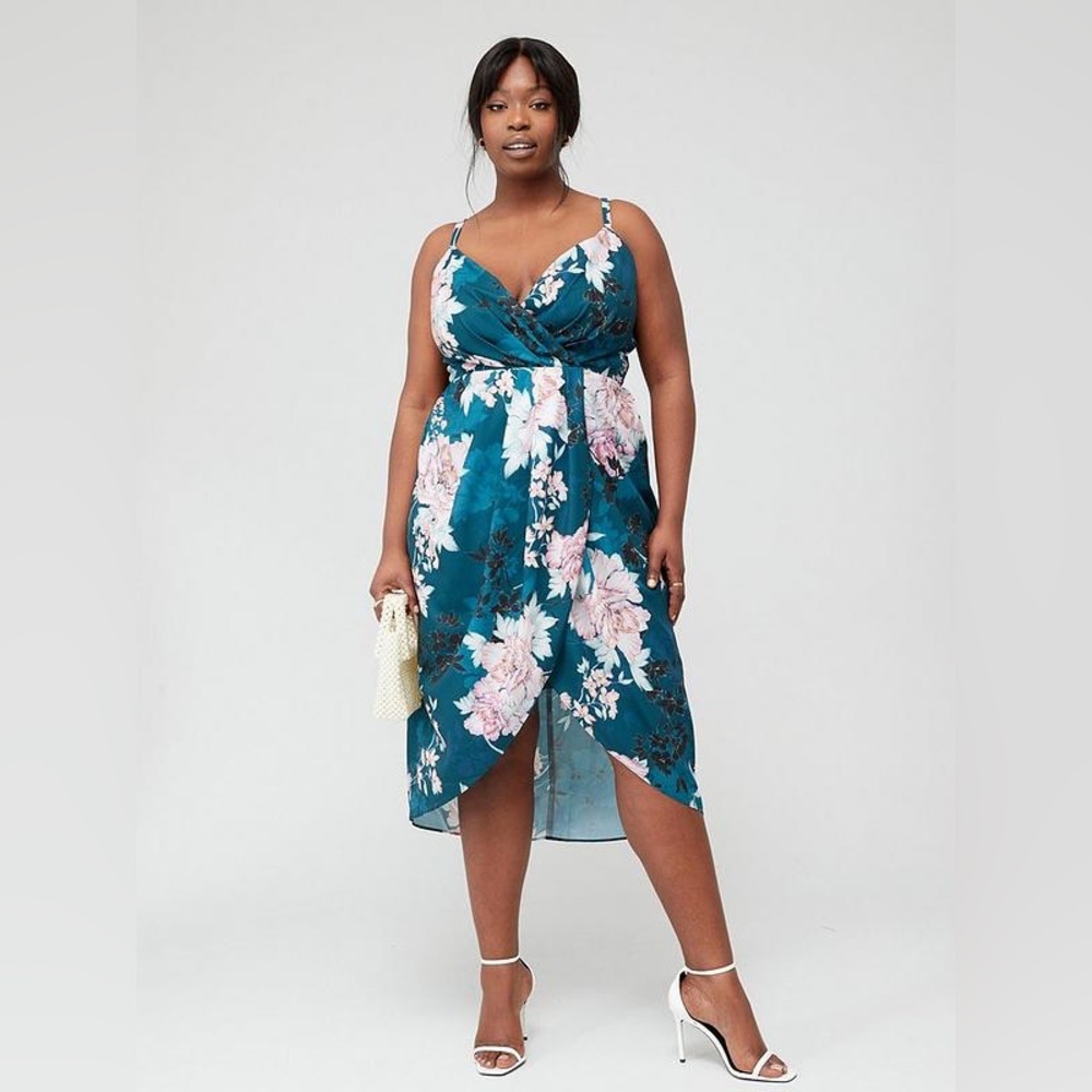 City Chic Jade Blossom Bloom Floral Cocktail Dress Wedding Guest Bombshell Curvy - Picture 2 of 14